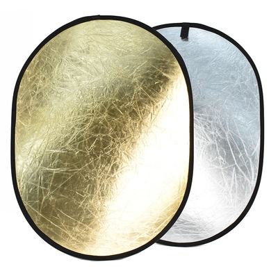 Reflektor Fotografi Lipat Portabel 90x120cm Emas Perak Untuk Studio Foto
